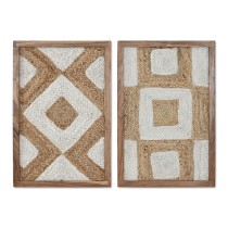 Cadre Home ESPRIT Blanc Naturel Géométrique Boho 40 x 3 x 60 cm (2 Unités)