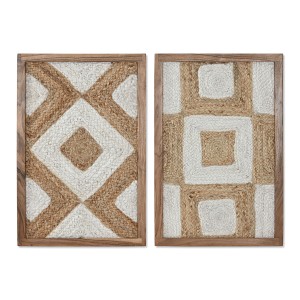 Cadre Home ESPRIT Blanc Naturel Géométrique Boho 40 x 3 x 60 cm (2 Unités)