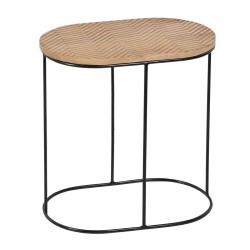 Table d'appoint 60 x 39,5 x 60 cm Naturel Noir Métal Bois (2 Unités)