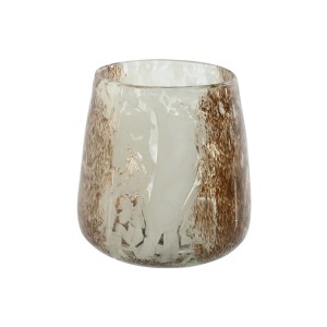 Candleholder Home ESPRIT White Brown Crystal 12 x 12 x 12,5 cm