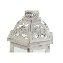 Lampadaire Home ESPRIT Blanc Métal Verre Shabby Chic Finition vieillie 18 x 16 x 35 cm (2 Pièces)