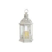 Lampadaire Home ESPRIT Blanc Métal Verre Shabby Chic Finition vieillie 18 x 16 x 35 cm (2 Pièces)