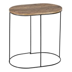 Side table 60 x 39,5 x 60 cm Natural Black Metal Wood (2 Units)