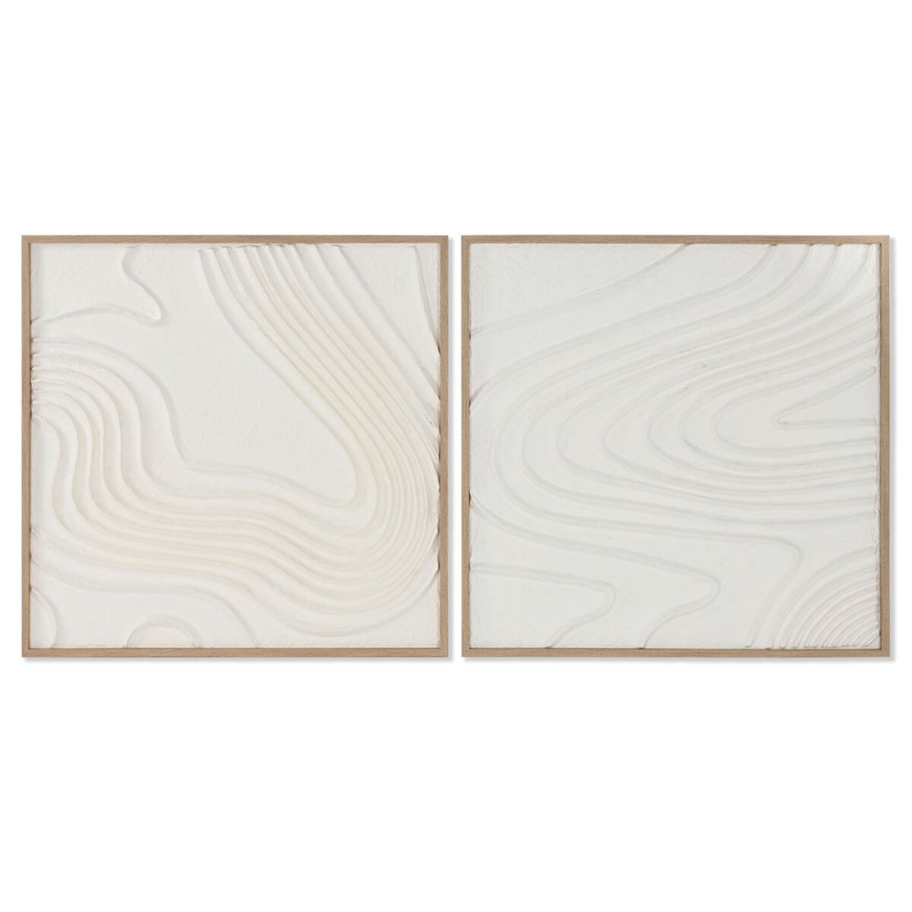 Painting Home ESPRIT White Abstract Scandinavian 80 x 4 x 80 cm (2 Units)