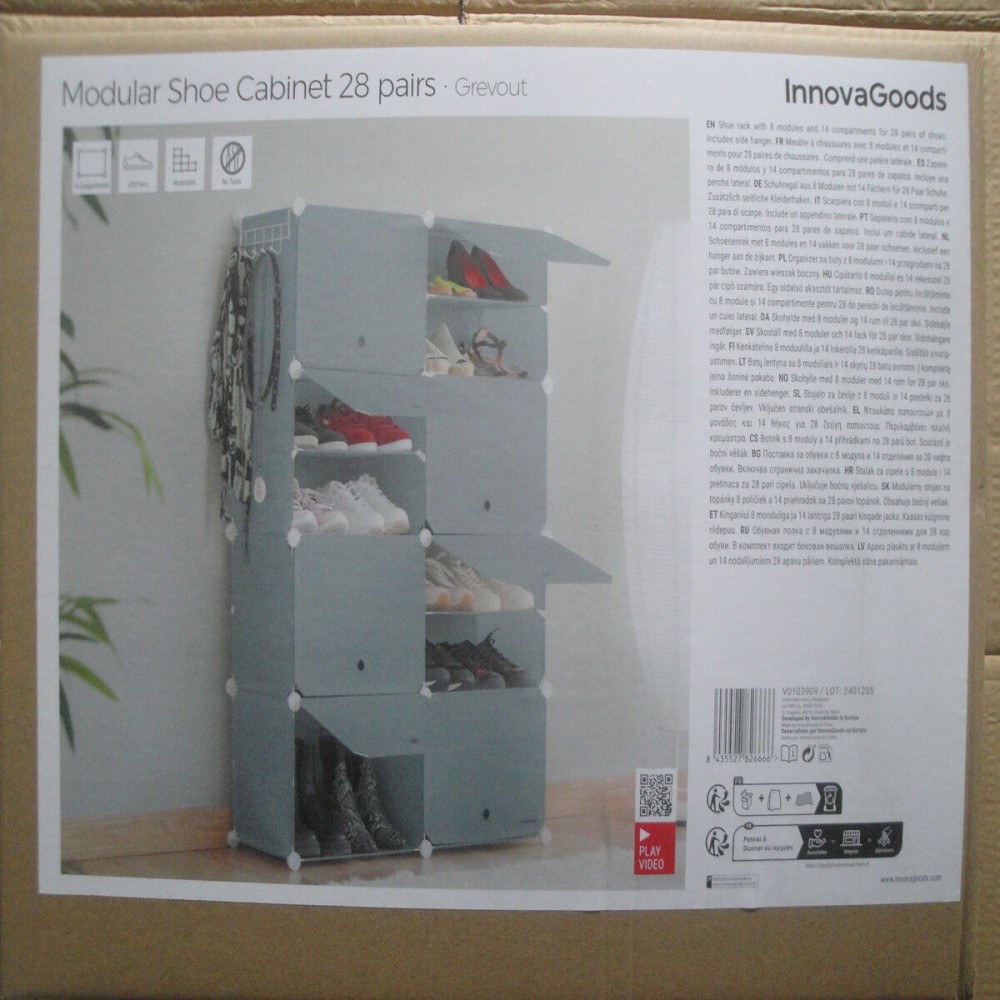 Portable Modular Shoe Cabinet InnovaGoods Grey