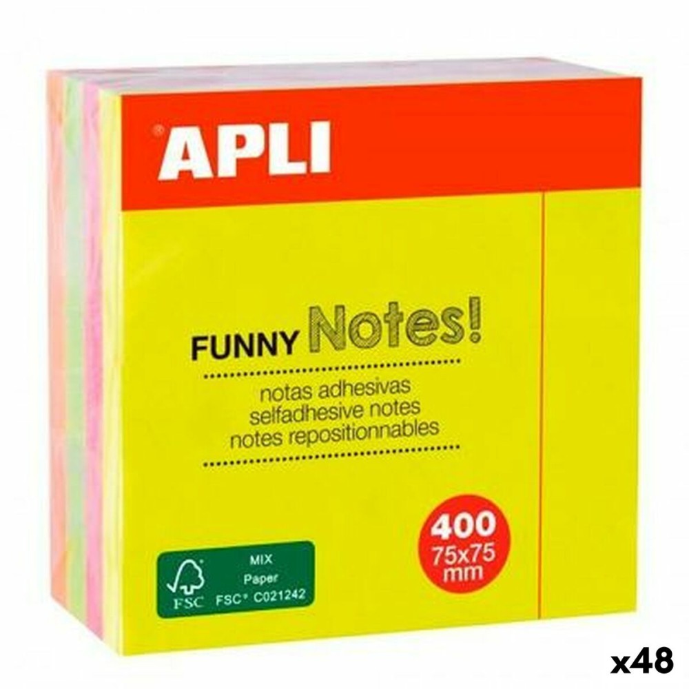 Haftnotizen Apli Funny Bunt 75 x 75 mm (48 Stück)