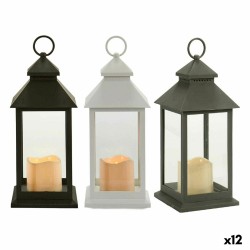 Lanterne à LED Blanc Noir Verre Plastique 13,5 x 34,5 x 13,5 cm (12 Unités)