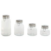 Set mit 4 Kanistern Home ESPRIT Blau Weiß Metall Silikon Kristall Steingut 800 ml 1 L 1,5 L 2,2 L 4 Stücke