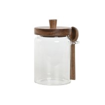 Boîte Home ESPRIT Marron Transparent Acacia Verre Borosilicaté 650 ml