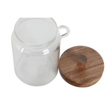 Boîte Home ESPRIT Marron Transparent Acacia Verre Borosilicaté 650 ml