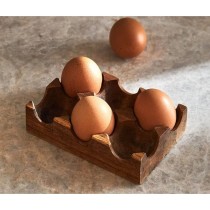 Egg cup Home ESPRIT Natural Acacia 15 x 10 x 4 cm