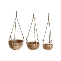 Set of Planters Home ESPRIT Natural wicker Rope 31 x 31 x 23 cm (3 Pieces)