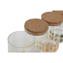 Gefäß Home ESPRIT Gelb grün natürlich Kork Silikon Borosilikatglas Shabby Chic 1 L (4 Stück)