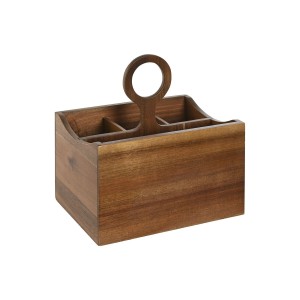 Cutlery basket Home ESPRIT Natural Acacia 21 x 14,5 x 22 cm