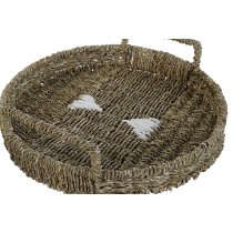 Jeux de plateaux Home ESPRIT Blanc Naturel Boho 44 x 44 x 12 cm (3 Unités)