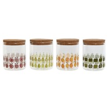 Boîte Home ESPRIT Jaune Vert Naturel Liège Silicone Verre Borosilicaté Shabby Chic 700 ml (4 Unités)