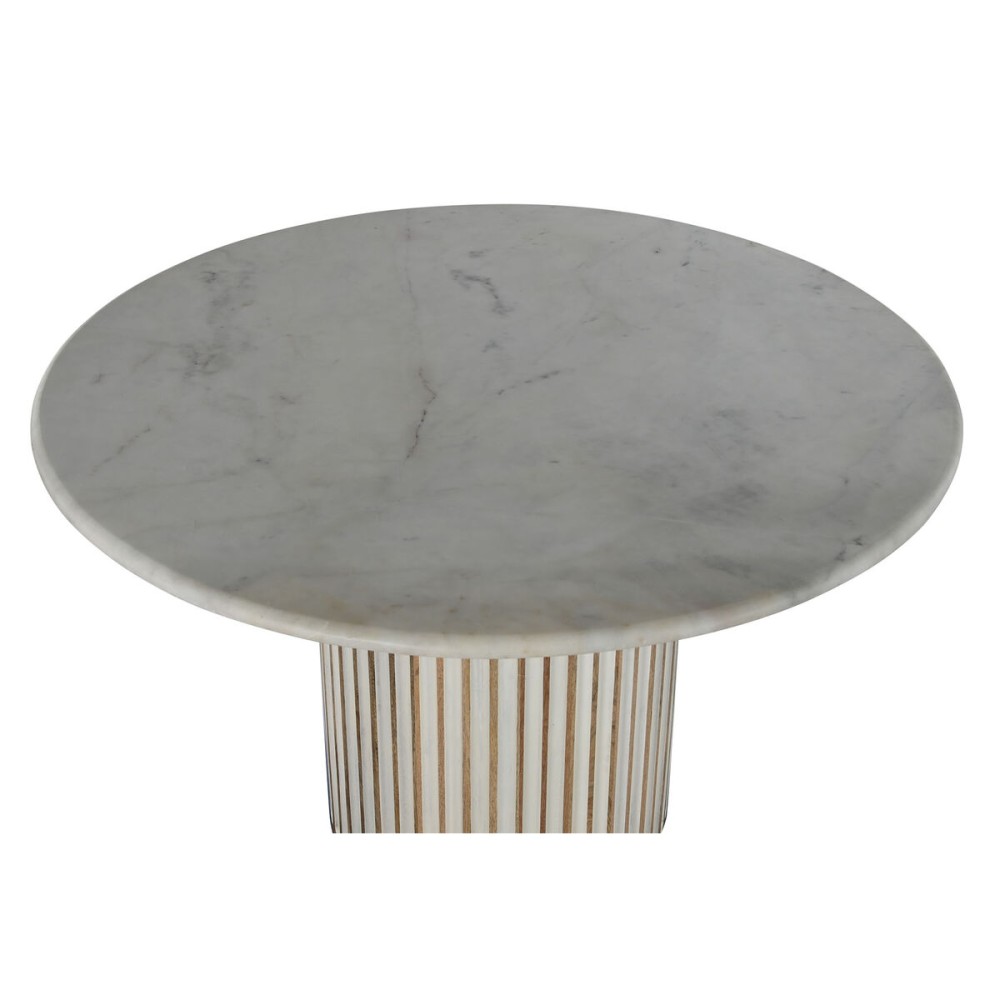 Dining Table Home ESPRIT White Natural Marble Mango wood 120 x 120 x 76 cm