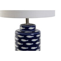 Desk lamp Home ESPRIT Blue White Ceramic 50 W 220 V 28 x 28 x 49 cm (2 Units)