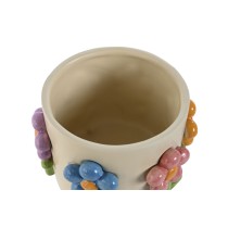 Cache-pot Home ESPRIT Multicouleur Crème Dolomite Fleurs 20 x 20 x 18 cm