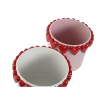 Cache-pot Home ESPRIT Blanc Rouge Rose Dolomite 20 x 20 x 19 cm (2 Unités)