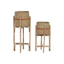 Satz Blumentöpfe Home ESPRIT natürlich Jute Mango-Holz 26 X 26 X 67 cm (2 Stücke)