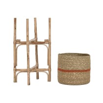 Satz Blumentöpfe Home ESPRIT natürlich Jute Mango-Holz 26 X 26 X 67 cm (2 Stücke)