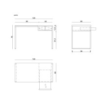 Bureau Unique LESTE JSBG-142-1 Noir Acier 120 x 76 x 60 cm