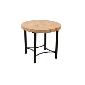 Table d'appoint Romimex Noir Naturel Métal Bois de pin 60 x 45 x 60 cm