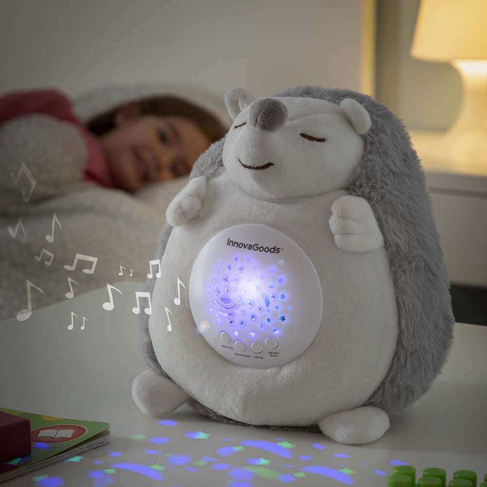 Hedgehog Soft Toy with White Noise and Nightlight Projector Spikey InnovaGoods