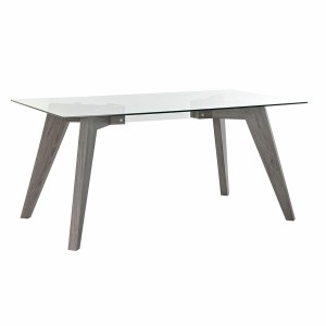 Table de Salle à Manger DKD Home Decor Verre Gris Transparent Bois MDF (160 x 90 x 75 cm)