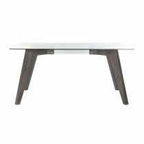 Dining Table DKD Home Decor Crystal Grey Transparent MDF Wood (160 x 90 x 75 cm)