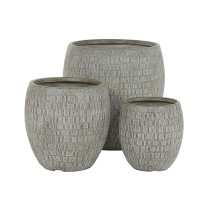 Set de pots de fleurs Home ESPRIT Gris Fibre de Verre Magnésium 55 x 55 x 55,5 cm (3 Unités)