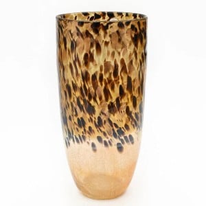 Blumenvase Romimex Schwarz Gold Glas Leopard 18 x 37 x 18 cm