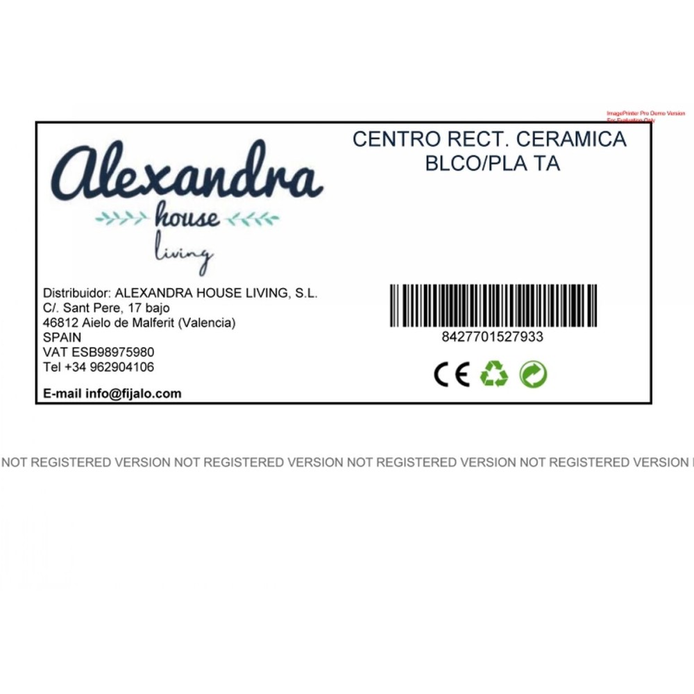 Centerpiece Alexandra House Living White Silver 31 x 14 x 3 cm