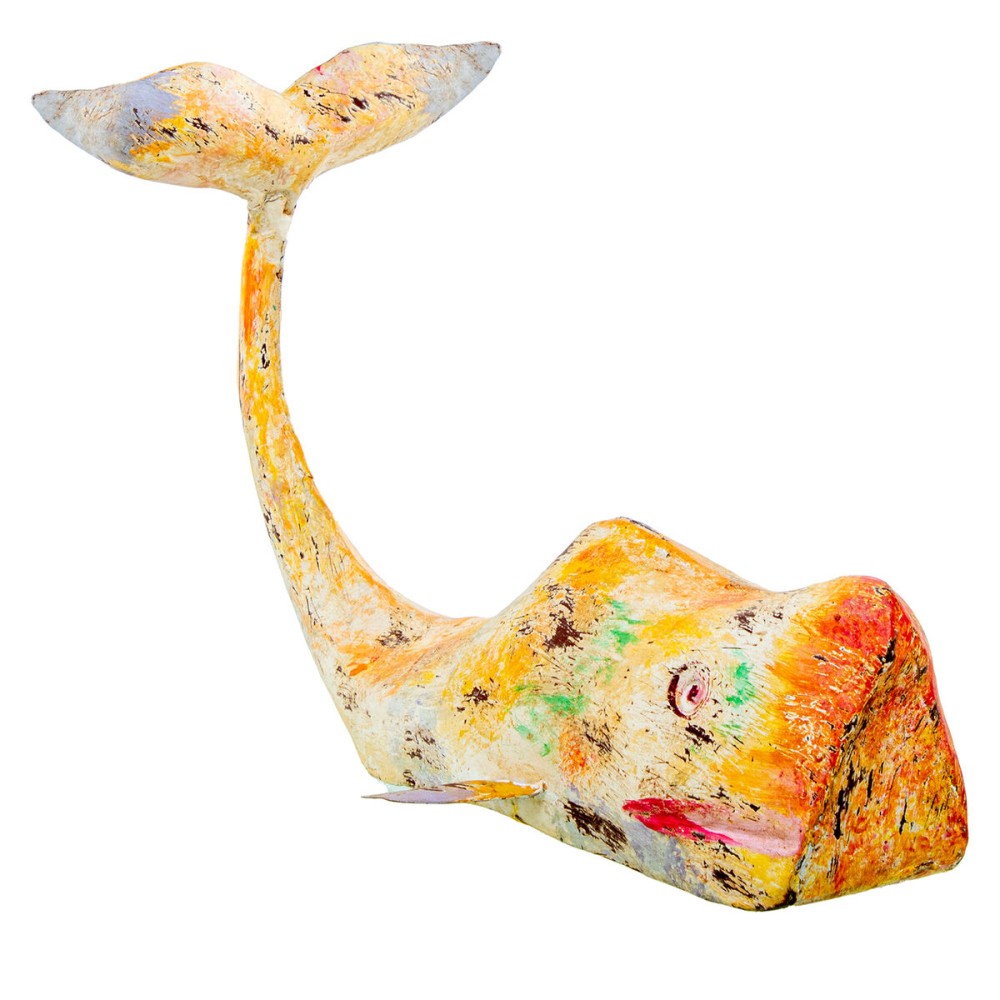 Decorative Figure Alexandra House Living Yellow Iron Whale 47 x 26 x 29 cm