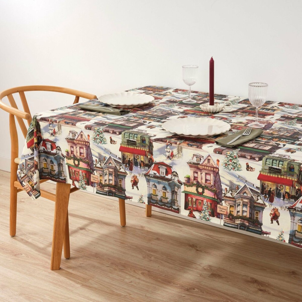 Stain-proof resined tablecloth Belum Christmas City Multicolour 150 x 150 cm