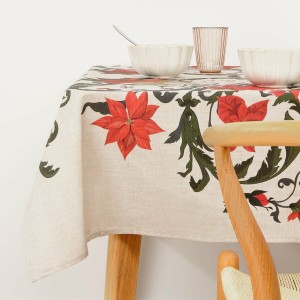 Stain-proof resined tablecloth Belum Christmas Symetric Red Green Linen 200 x 150 cm