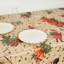 Stain-proof resined tablecloth Belum Christmas Sheet Music Black Red Green Linen 200 x 150 cm