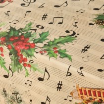 Fleckenabweisende geharzte Tischdecke Belum Christmas Sheet Music Schwarz Rot grün Leinen 150 x 150 cm