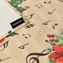 Stain-proof resined tablecloth Belum Christmas Sheet Music Black Red Green Linen 150 x 150 cm