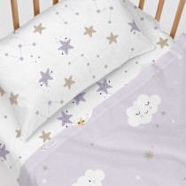 Jeu de draps HappyFriday Moshi Moshi Moons Multicouleur Lit de bébé 2 Pièces