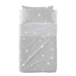 Jeu de draps HappyFriday Basic Kids Little star Gris Lit de bébé 2 Pièces