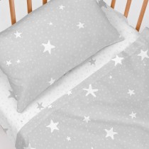 Jeu de draps HappyFriday Basic Kids Little star Gris Lit de bébé 2 Pièces