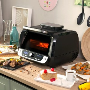 Air Fryer with Grill, Accessories and Recipe Book InnovaGoods Fryinn 12-in-1 6000 Black Steel 3400 W 6 L