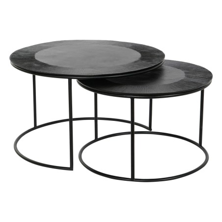 Jeu de 2 tables DKD Home Decor Noir Métal Aluminium 76 x 76 x 44 cm