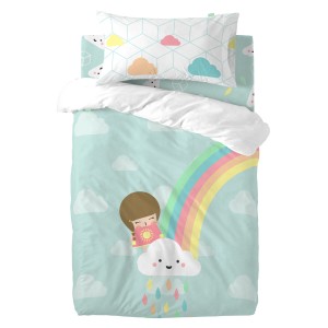 Duvet cover set HappyFriday Happynois Rainbow Multicolour Baby Crib 2 Pieces