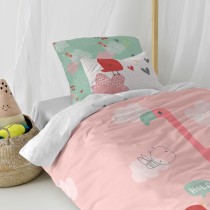 Duvet cover set HappyFriday Moshi Moshi Hola Multicolour Single 2 Pieces