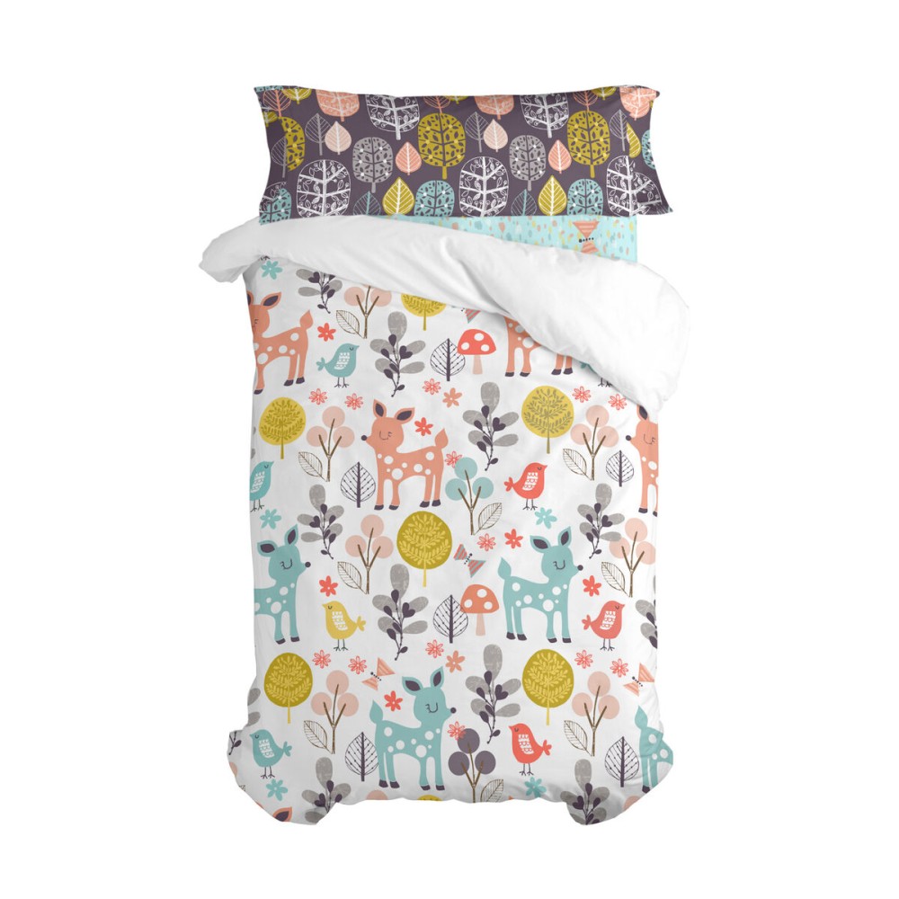 Duvet cover set HappyFriday Moshi Moshi Woodland Multicolour Single 2 Pieces