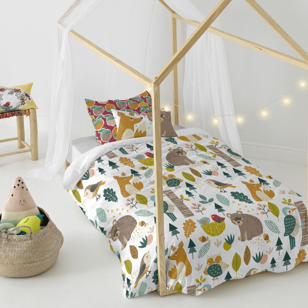 Parure de couette HappyFriday Moshi Moshi Harvestwood Multicouleur Lit 1 persone 2 Pièces