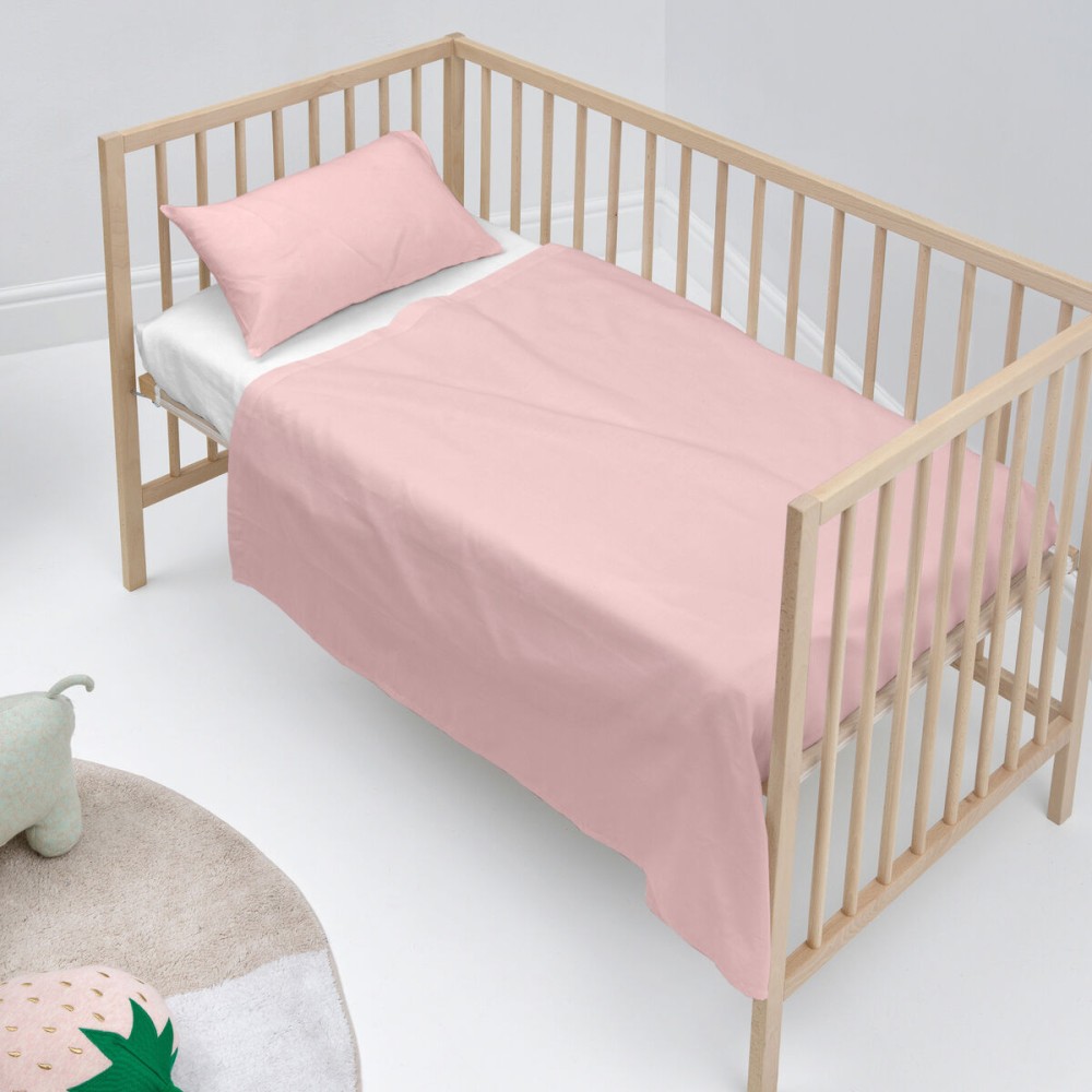 Bedding set HappyFriday BASIC KIDS Light Pink Baby Crib 2 Pieces